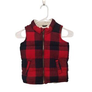Old Navy Zip Up Sherpa Lined Collared Vest 5T Buffalo Plaid Children's